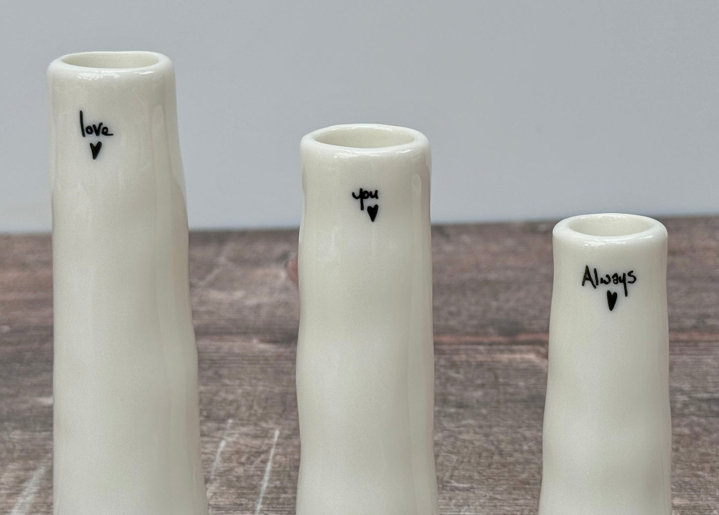 Set of 3 Bud Vases, ‘Love, You, Always’