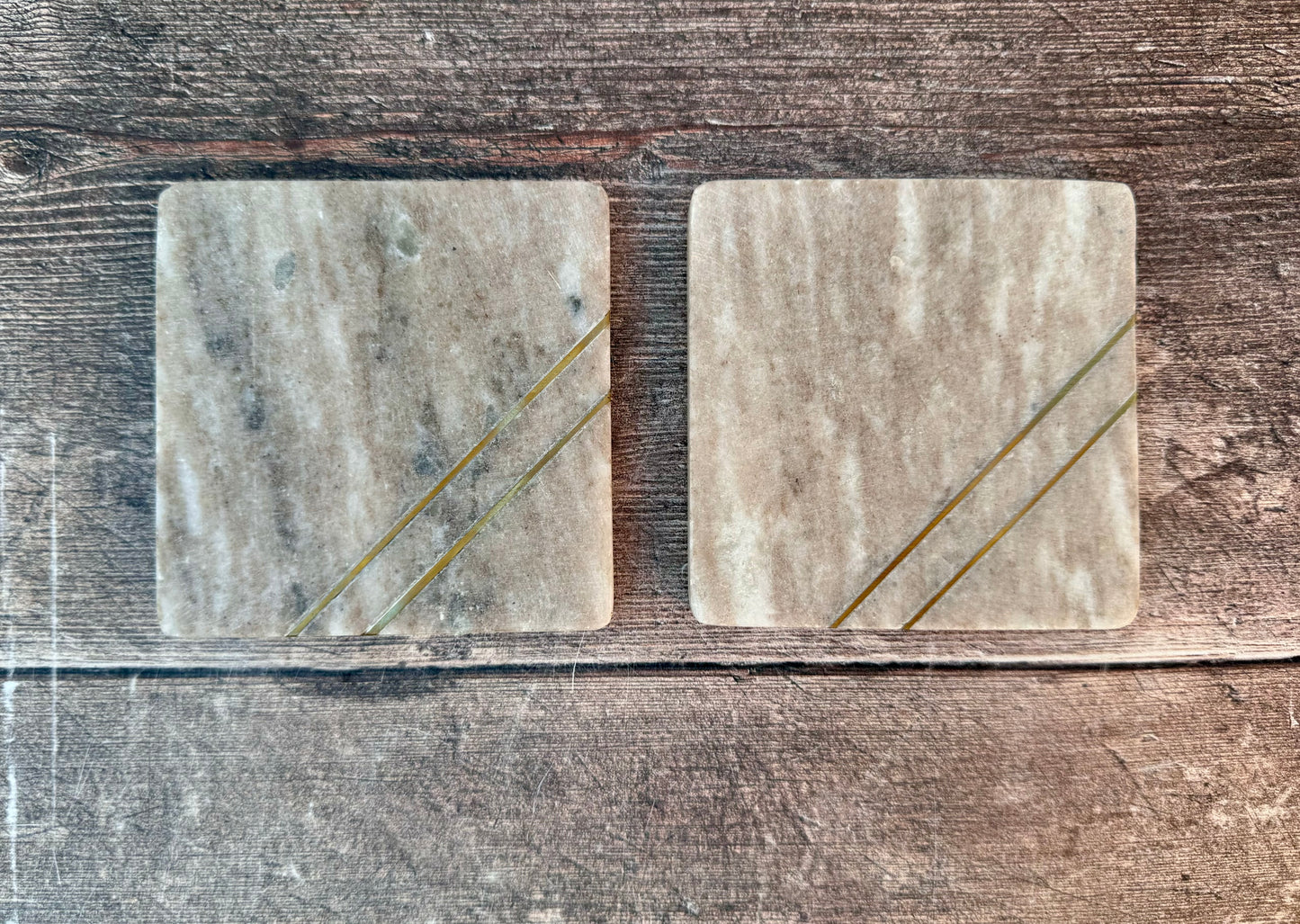 Set of 2 Square Stone Coasters