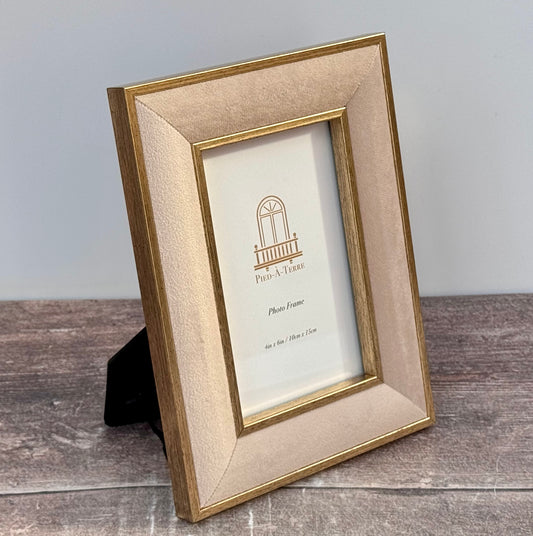 Beige Velvet Photo Frame 4 x 6