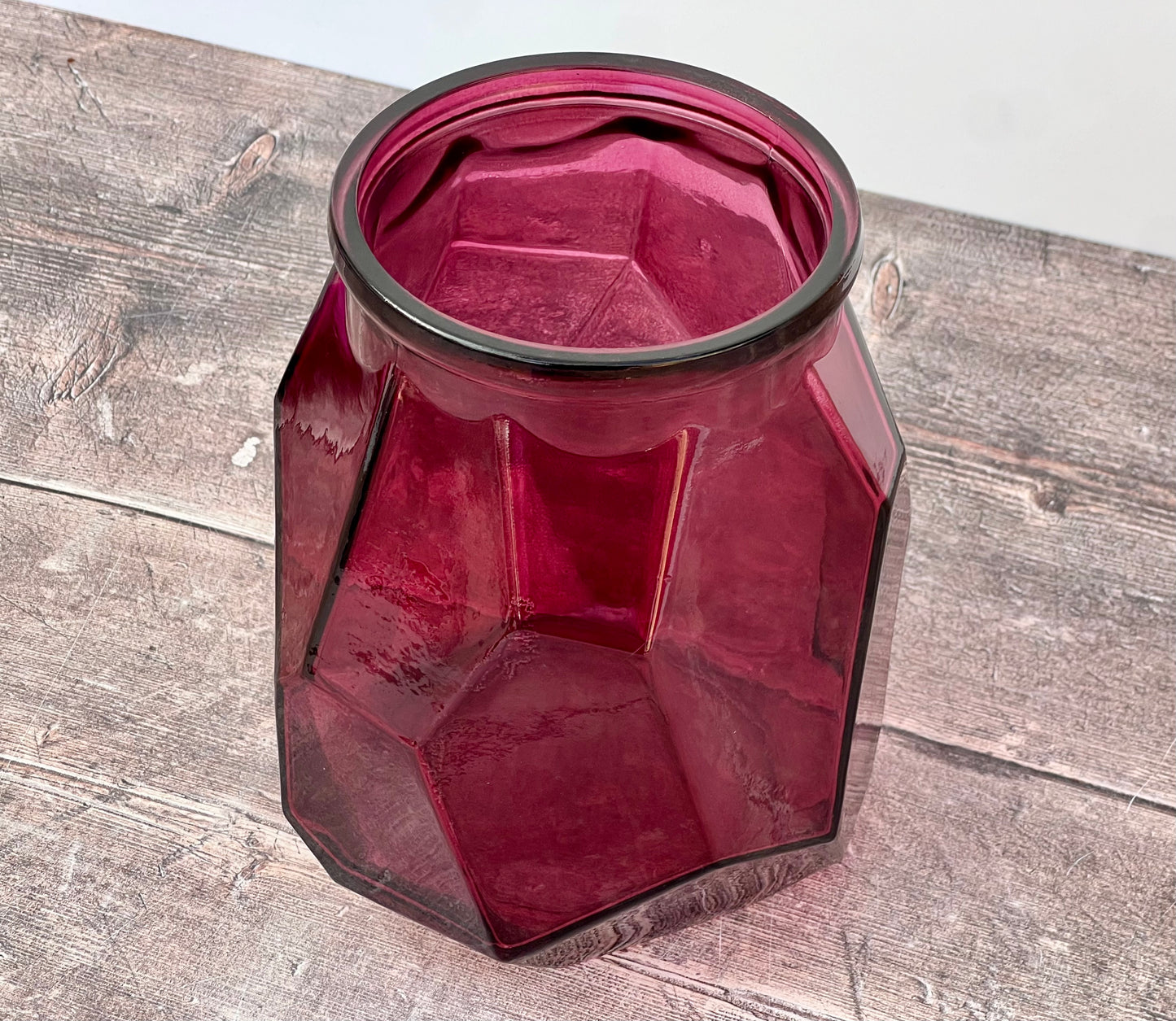 Pink Recycled Glass Vase, 19cm