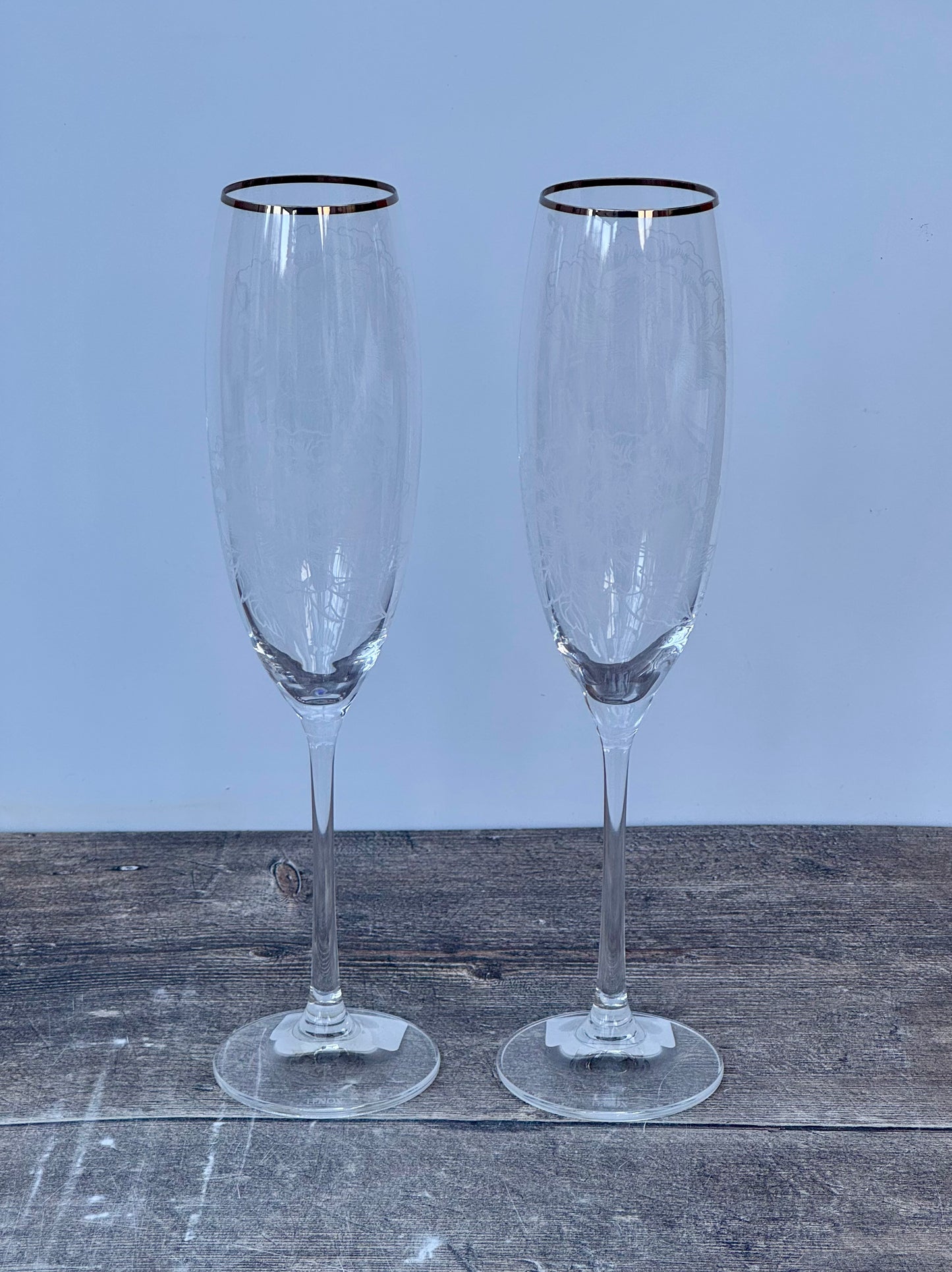 Set of 2 Peony Pattern Champagne Flute Glasses