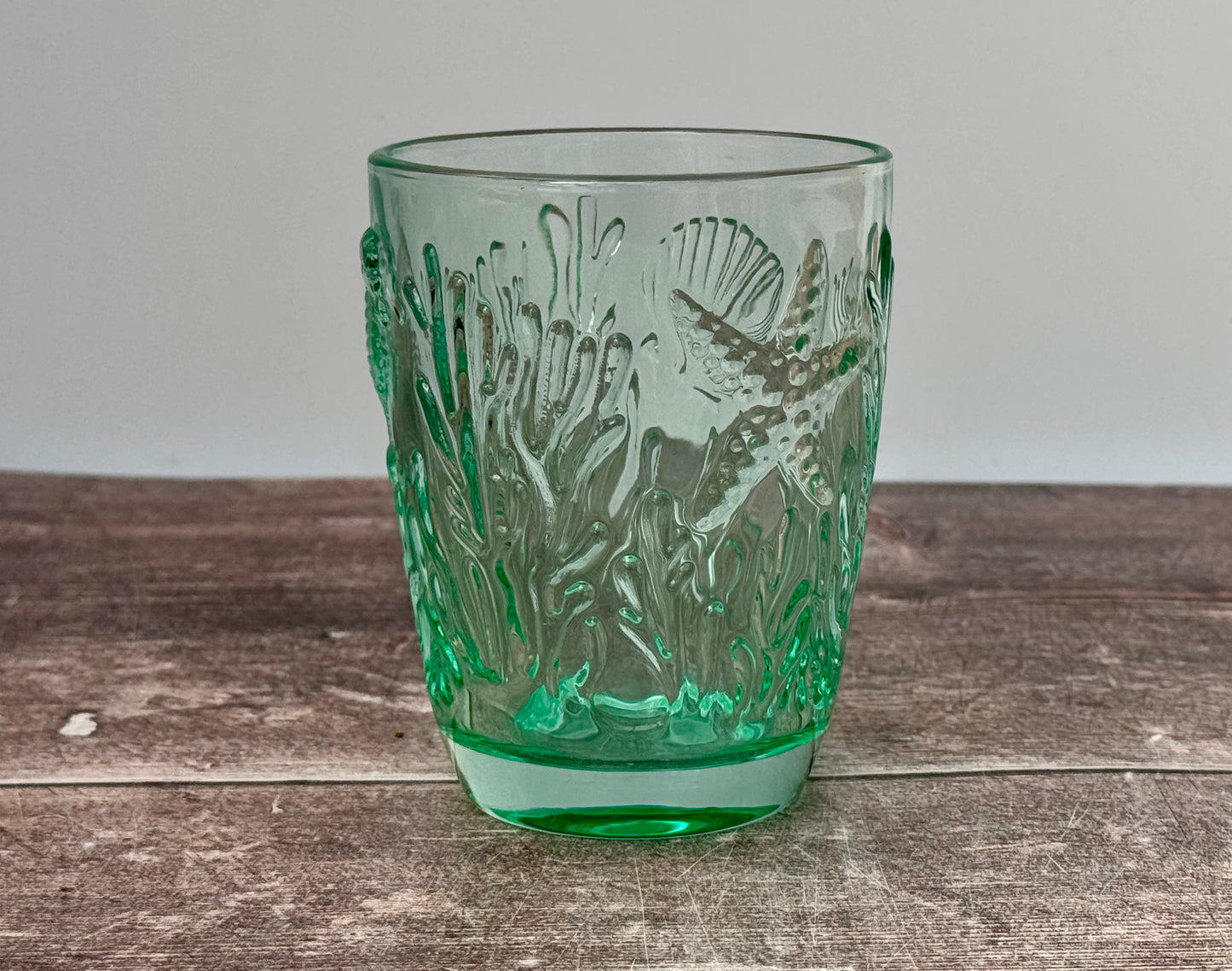 1 Green Seaside Patterned Glass Tumbler