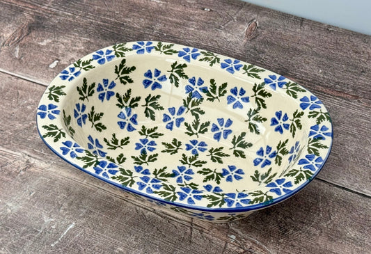 Blue Flower Patterned Baking / Pie Dish, 24cm