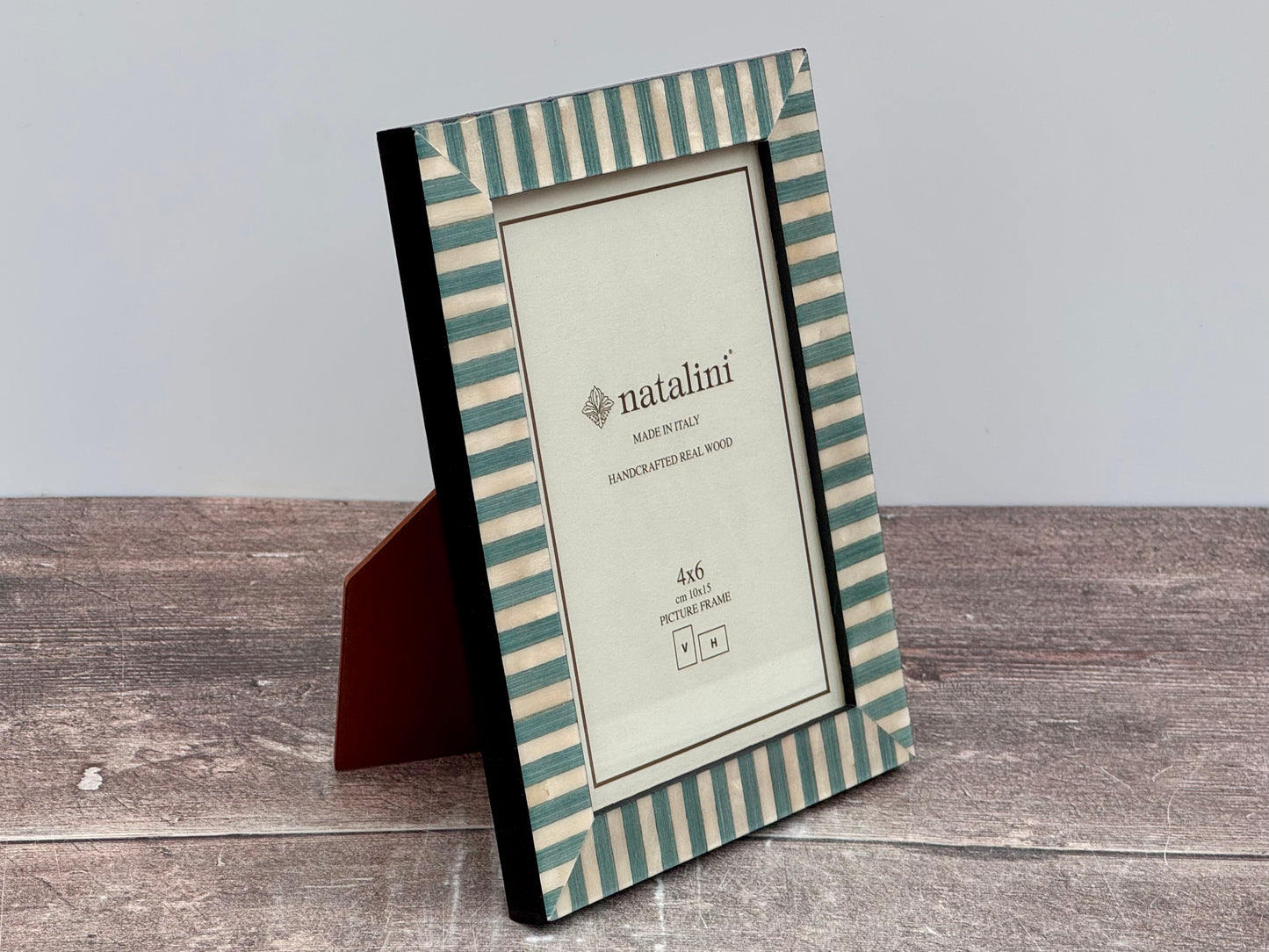 Natalini Turquoise and Cream Striped Photo Frame 4 x 6