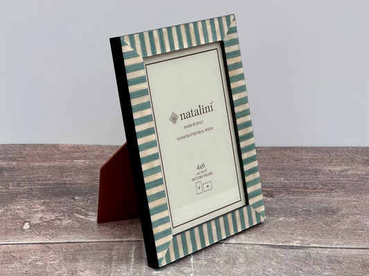 Natalini Turquoise and Cream Striped Photo Frame 4 x 6