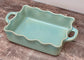 Green Wavy Edge Baking Dish with Handles, 34cm x 21cm