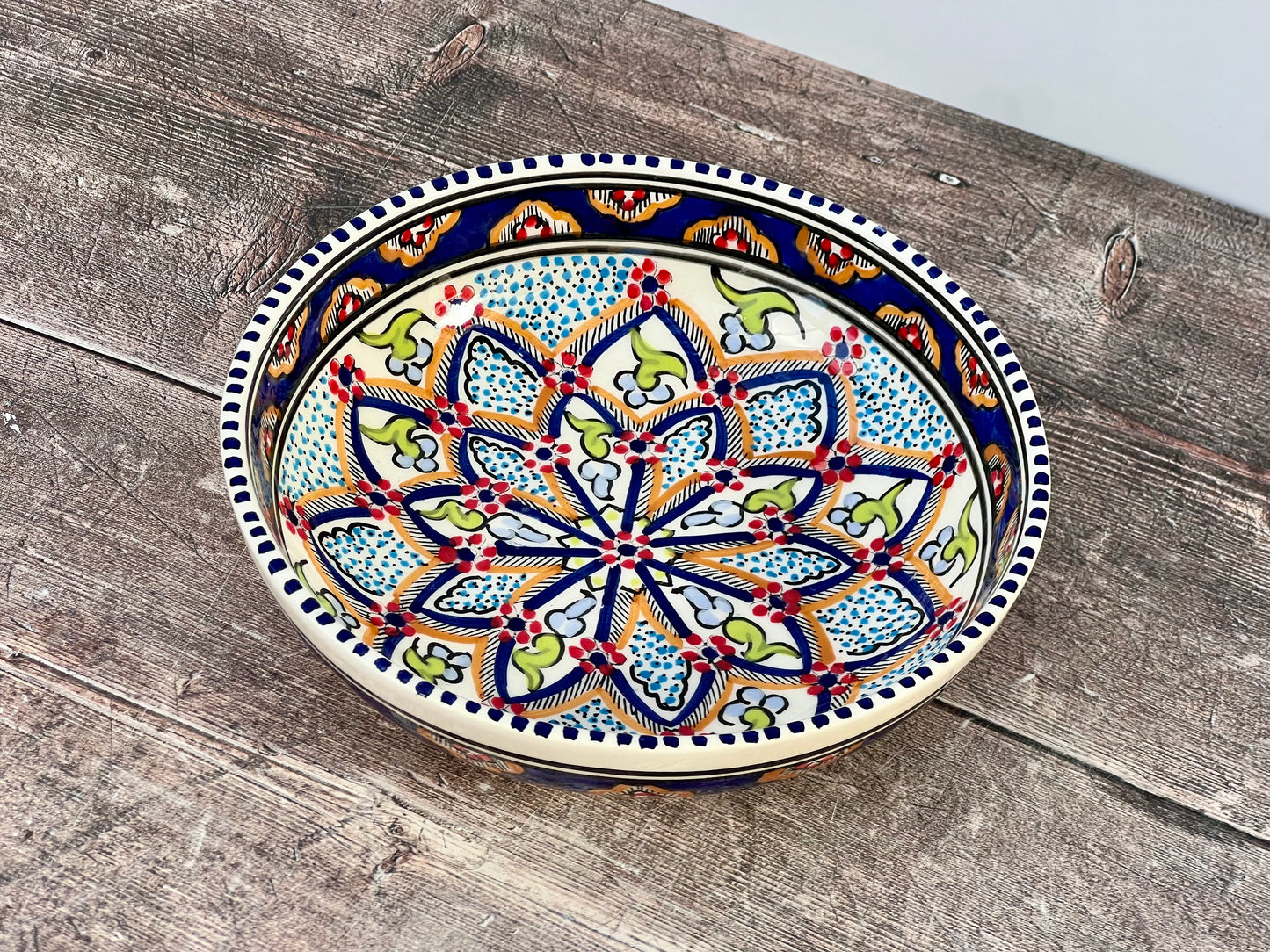 Dark Blue Patterned Bowl, 20cm