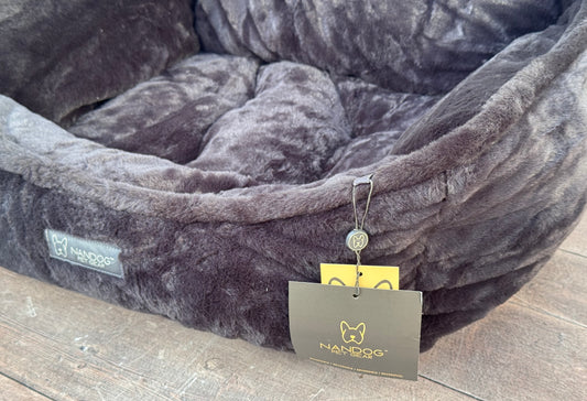 Nandog Pet Gear Dark Grey Fluffy Soft Reversible Dog Bed, 52cm