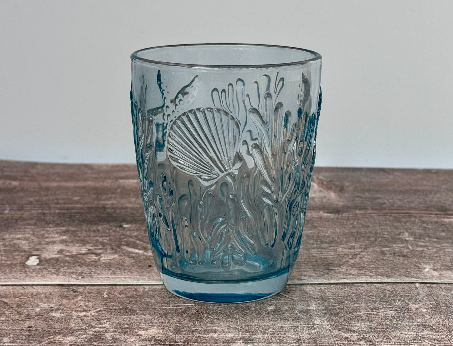 1 Dark Turquoise Seaside Patterned Glass Tumbler