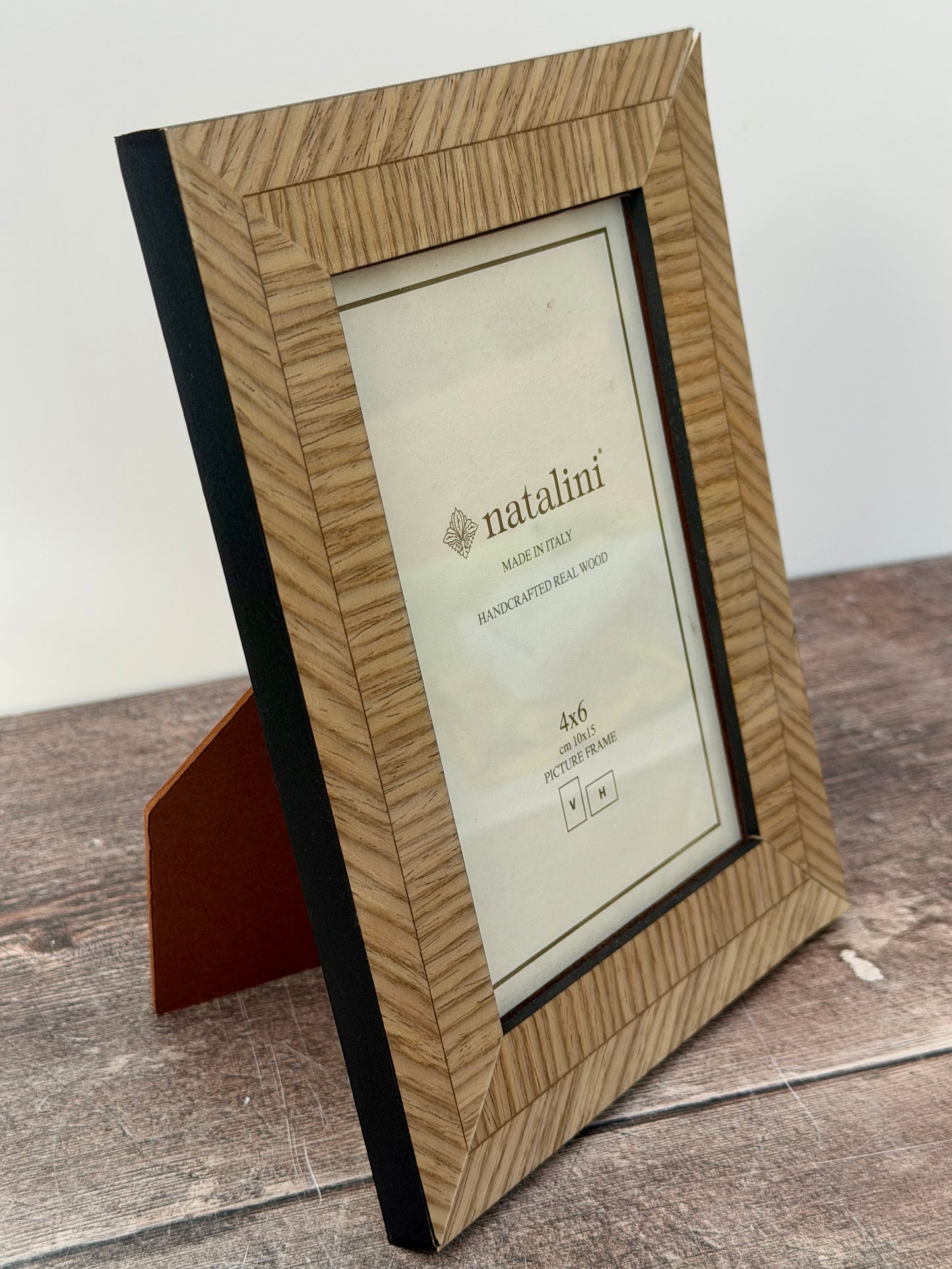 Natalini Light Brown Stripe Effect Border Photo Frame 4 x 6