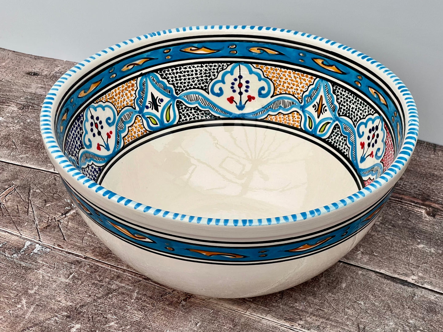 Blue Patterned Deep Serving Bowl, 32cm