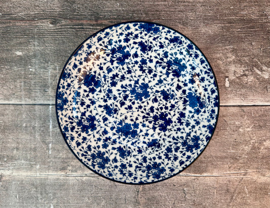 Blue and White Flower Patterned Bowl, 21.5cm