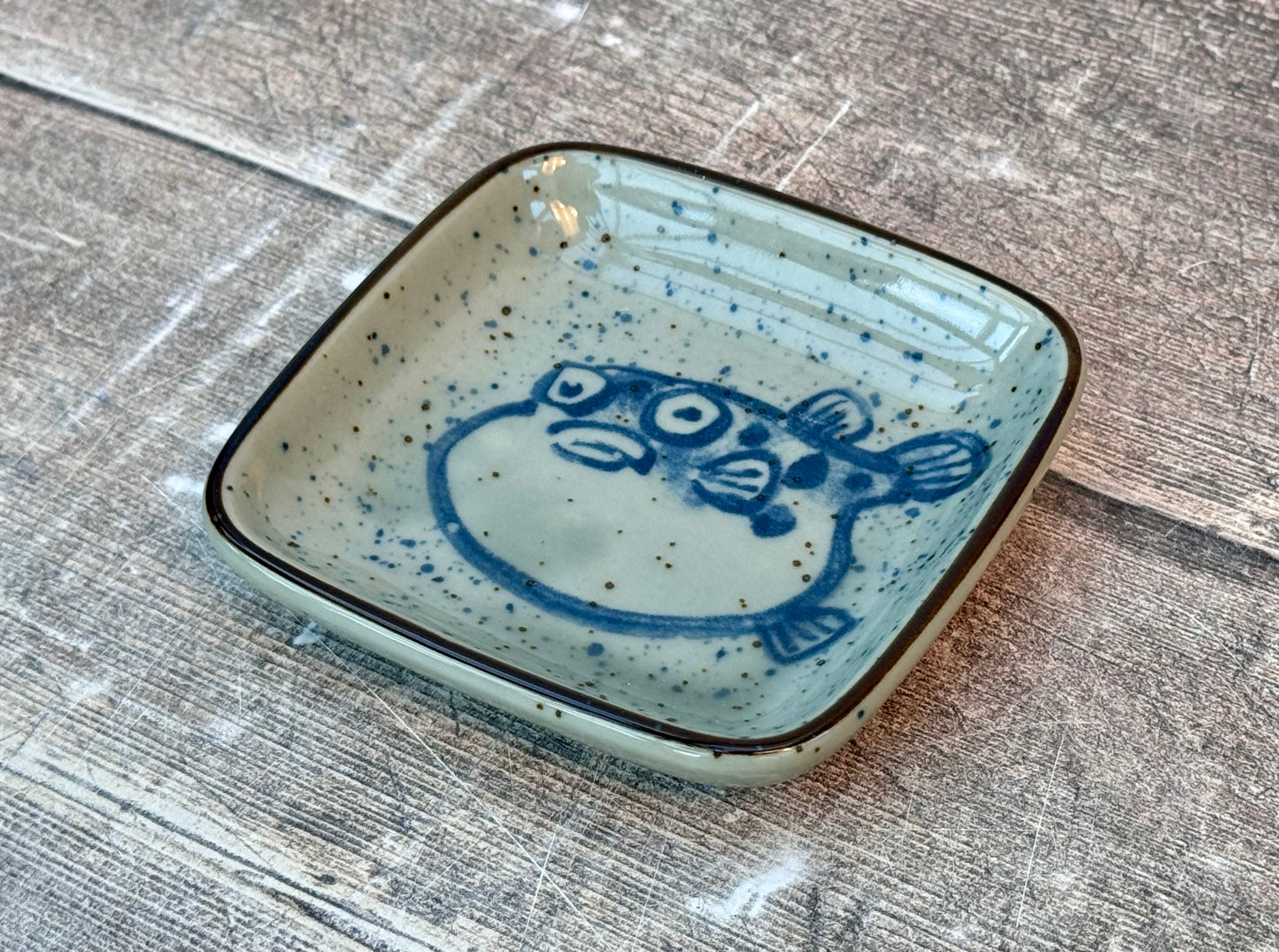 Tokyo Design Studio Blue Puffer Fish Patterned Dipping Bowl, 8.5cm