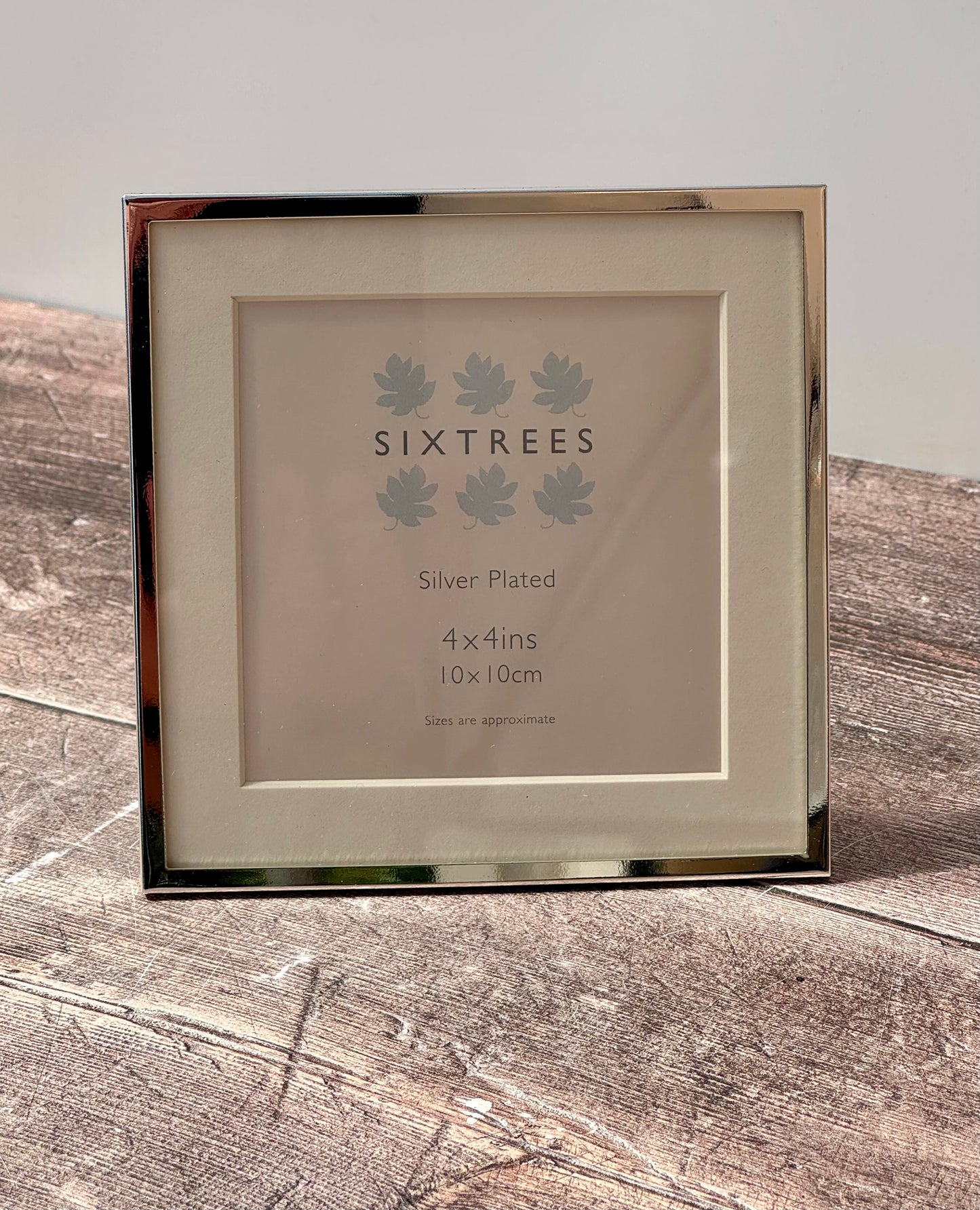 Sixtrees Silver Tone Square Photo Frame with Aperture, 4’ x 4’