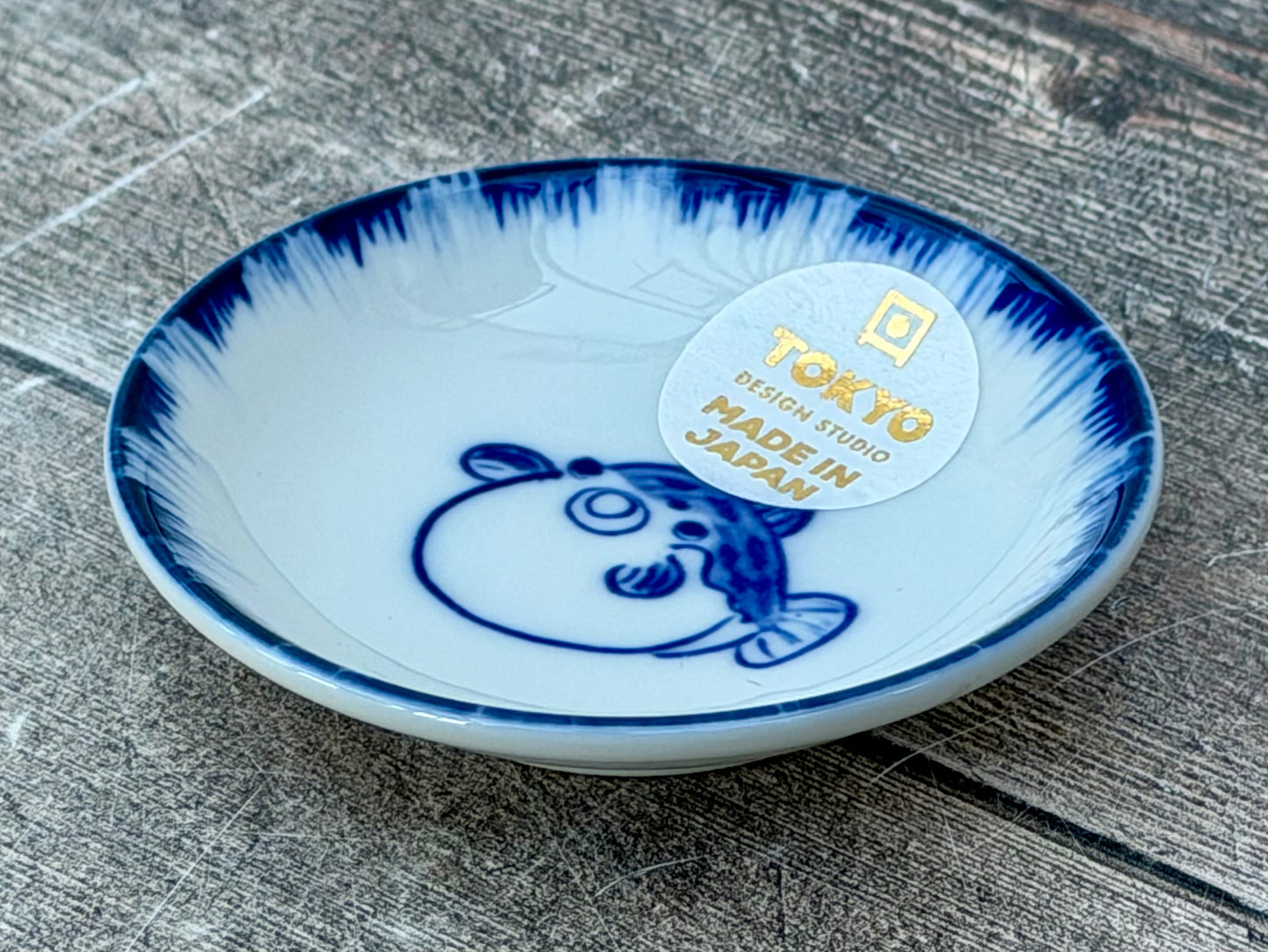 Tokyo Design Studio Blue and White Puffer Fish Patterned Dipping Bowl, 9cm