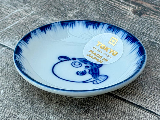 Tokyo Design Studio Blue and White Puffer Fish Patterned Dipping Bowl, 9cm
