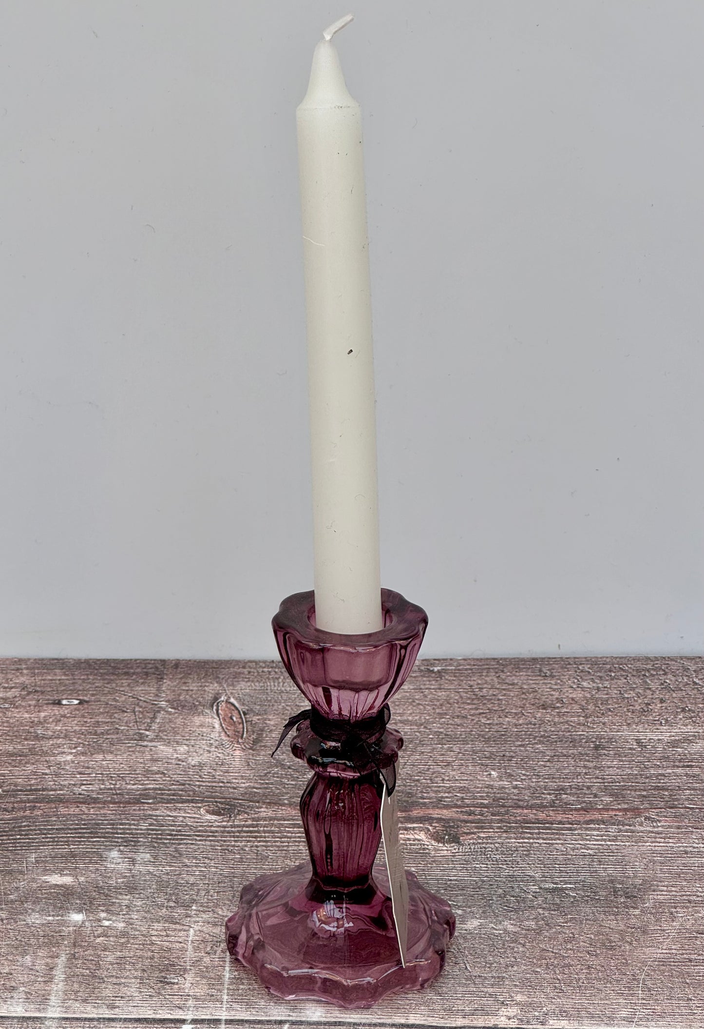 Purple Glass Candlestick, 11cm