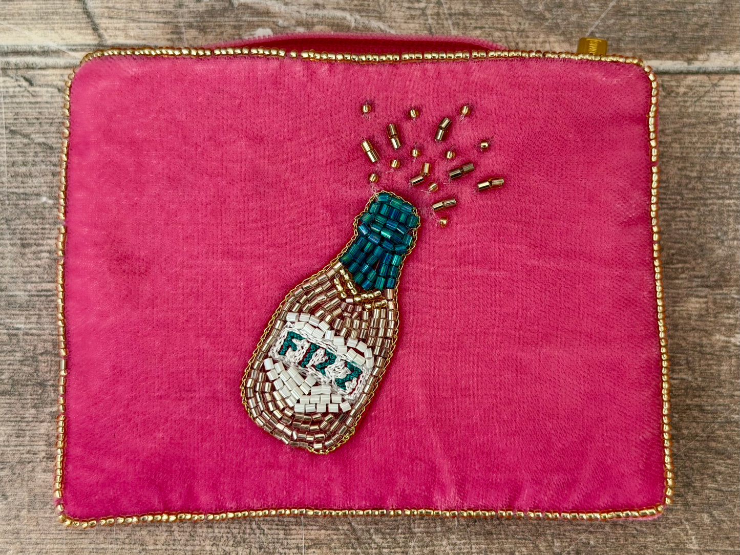Small Pink Champagne Beaded Purse