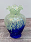 Blue and Green Speckled Glass Murano Style Vase, 13cm