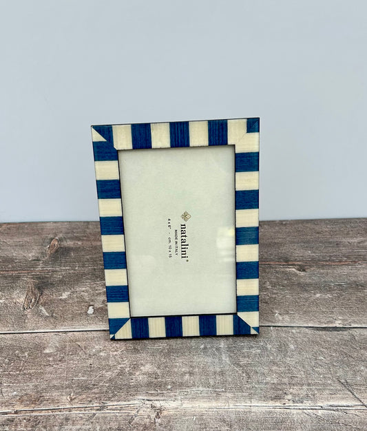 Natalini White and Blue Striped Photo Frame 4 x 6