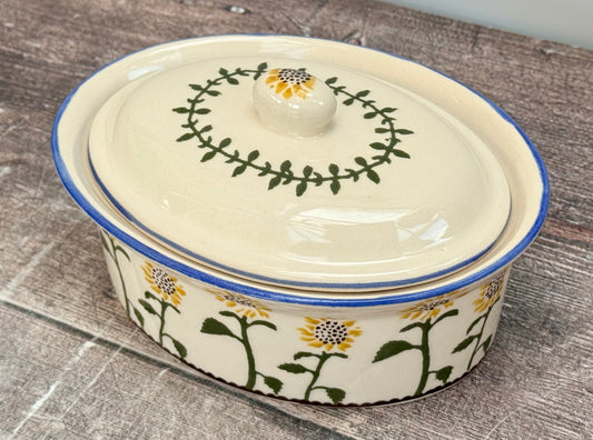 Sunflower Patterned Butter Dish