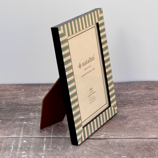 Natalini Turquoise and Cream Striped Photo Frame 4 x 6