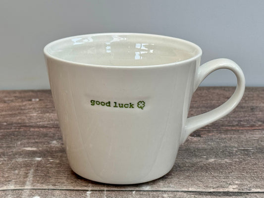 White ‘good luck’ Mug