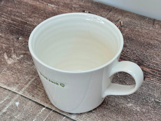 White ‘good luck’ Mug