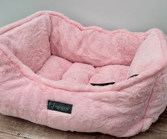 Nandog Pet Gear Pink Fluffy Soft Reversible Dog Bed, 52cm