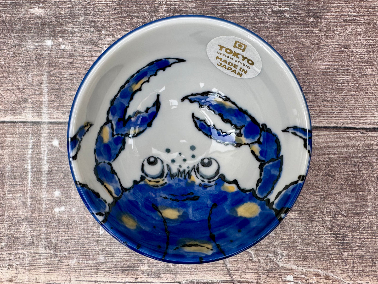 Tokyo Design Studio mid-Blue Crab Patterned Small Bowl, 11cm