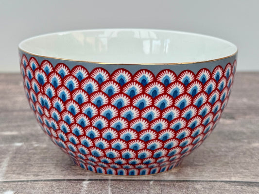 Blue and Pink Patterned Small Bowl, 9.5cm