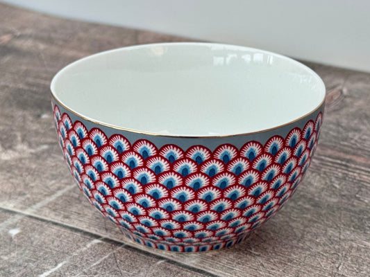 Blue and Pink Patterned Small Bowl, 9.5cm
