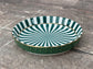 Green Stripe Patterned Tea Tip / Dipping Bowl