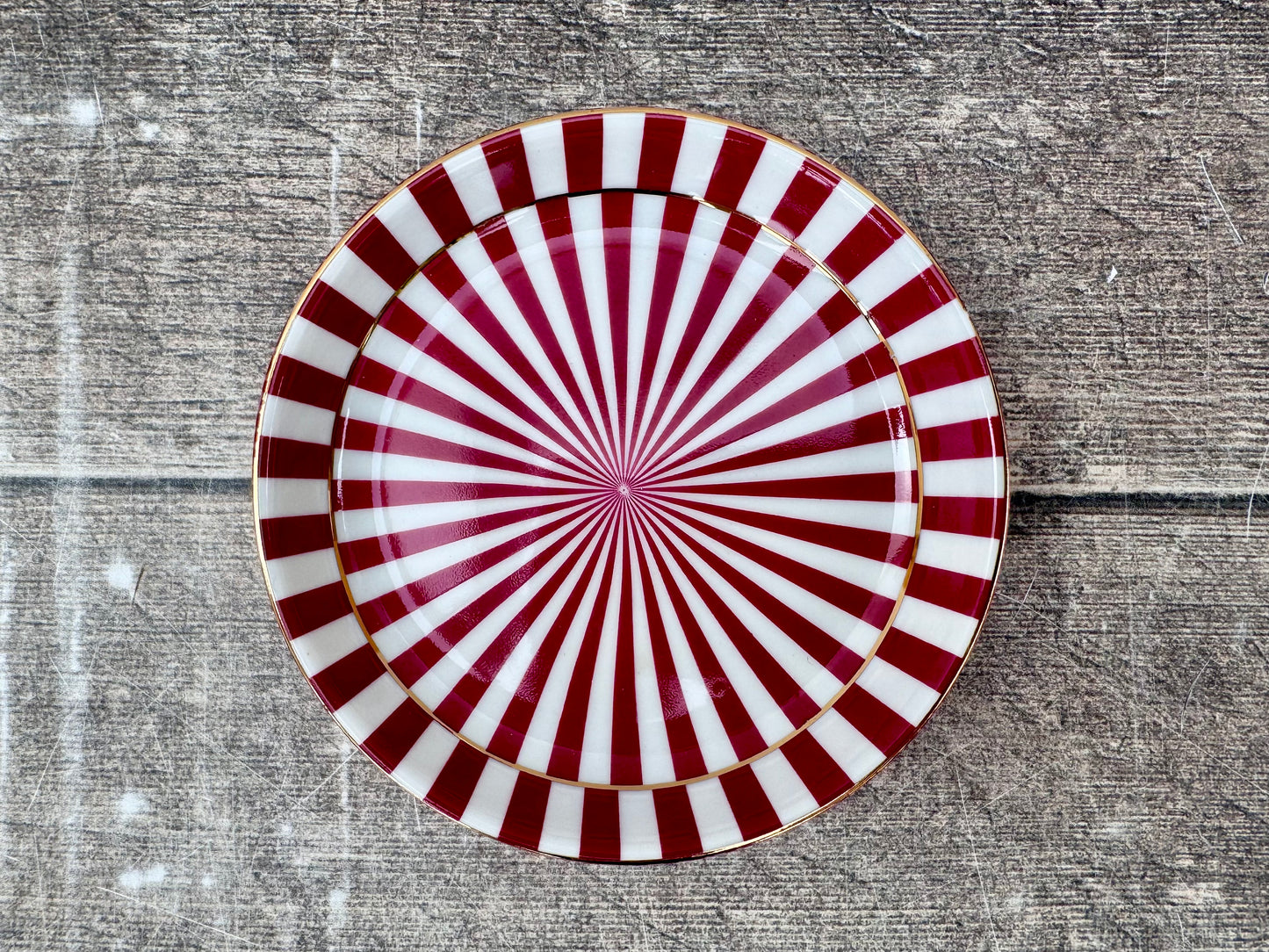 Pink Stripe Patterned Tea Tip / Dipping Bowl