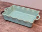 Green Wavy Edge Baking Dish with Handles, 33cm x 25cm